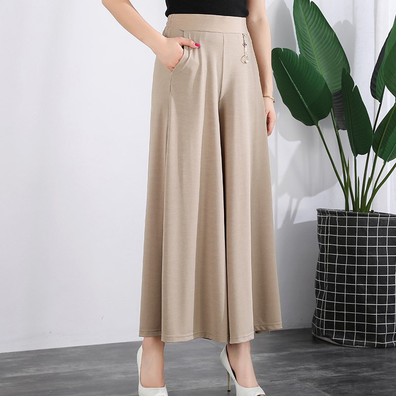❤️【M-5XL】 Nowe damskie letnie szerokie nogawki Ice Silk Cropped Pants，Moda  na co dzień