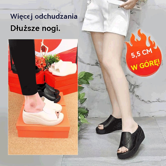 🔥【😍30% zniżki!】[obcas 5,5 cm] Klapki na koturnie z miękką podeszwą