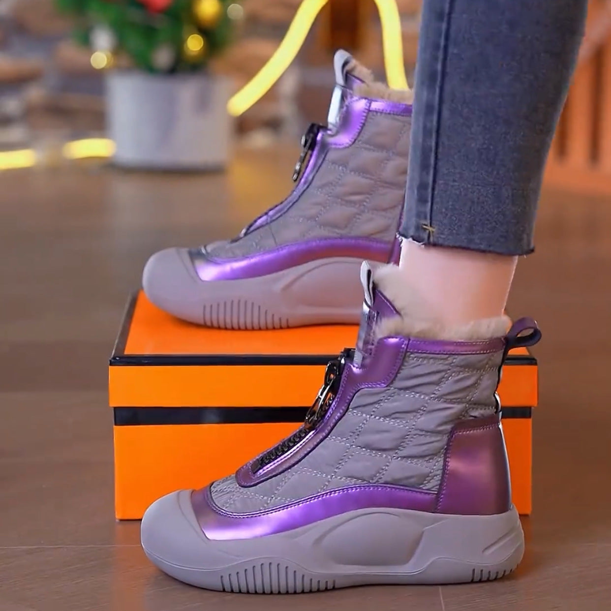 【35-40】Nowe zimowe buty sportowe z grubą, wyściełaną podeszwą