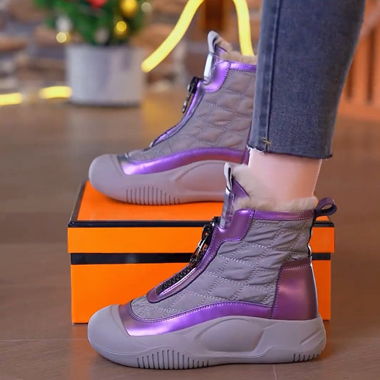 【35-40】Nowe zimowe buty sportowe z grubą, wyściełaną podeszwą