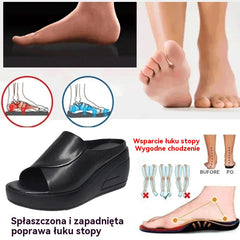 🔥【😍30% zniżki!】[obcas 5,5 cm] Klapki na koturnie z miękką podeszwą