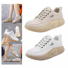 🔥👟【35-40】2026 Nowe skórzane buty casualowe z grubą podeszwą i okrągłym noskiem, wygodne buty damskie na co dzień
