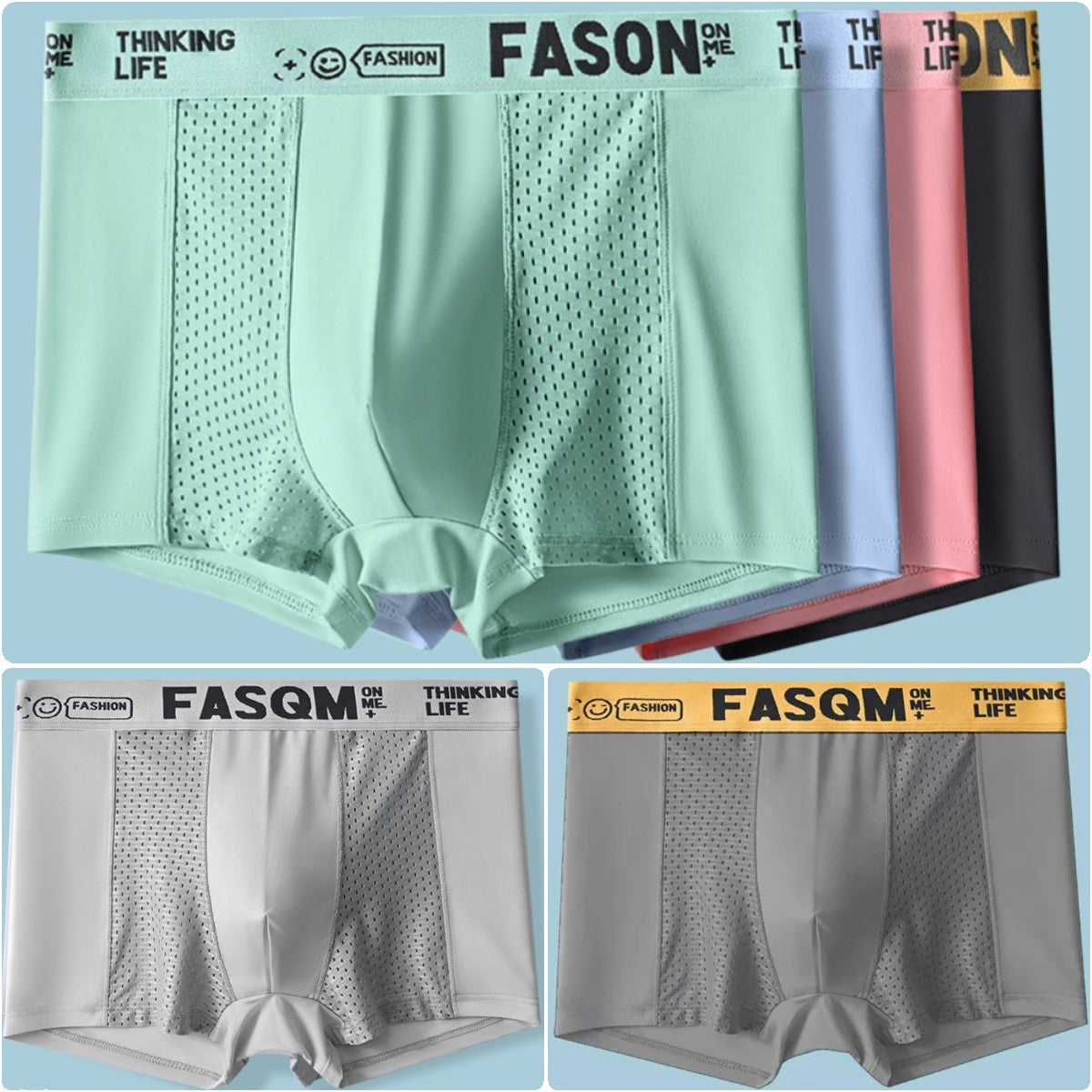 💥👍【6 sztuk-L-4XL】 Męskie bokserki z siateczki Ice Silk z oddychającego materiału