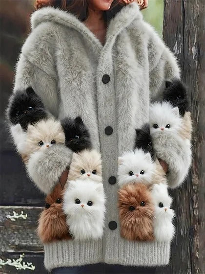 【S-5XL】Uroczy, pluszowy płaszcz z kapturem i podszewką z polaru.