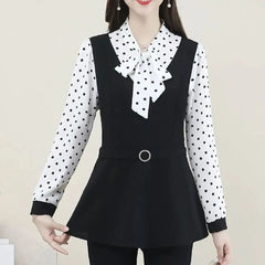 😍30% zniżki!【M-5XL】 Sznurowana koszula z długim rękawem, która zakrywa duży brzuch, redukując wiek