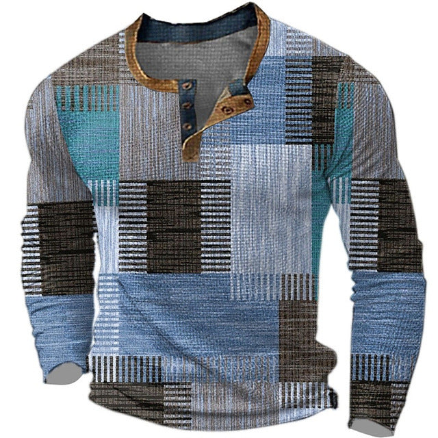 😍30% zniżki! 【S-4XL】Męska koszulka polo z długim rękawem i nadrukiem Koszulka polo z długim rękawem