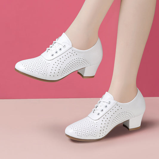 🔥【Rozmiary 35–40】🔥【Wysokość obcasa: 5 cm】👡 Damskie buty z prawdziwej skóry, oddychające i perforowane
