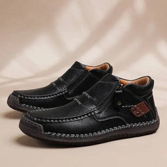 ✨🥾 【Wysokiej jakości buty męskie】Męskie robocze buty rowerowe, skóra premium, ręcznie robione, z podparciem stopy-4203813