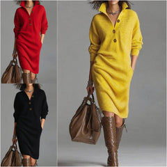 🔥【S-3XL】2026 Nowa dzianinowa sukienka z kołnierzykiem w stylu europejskim i amerykańskim