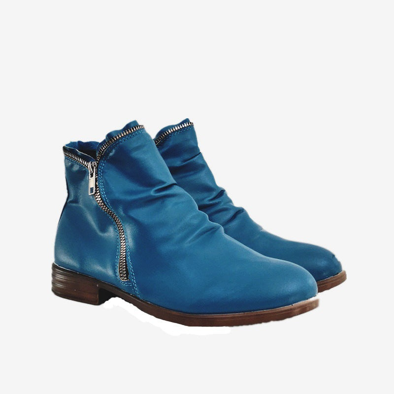 【30%OFF】【35-44】Nowy styl Okrągłe palce Kwadratowy obcas Podwójny zamek błyskawiczny dla kobiet