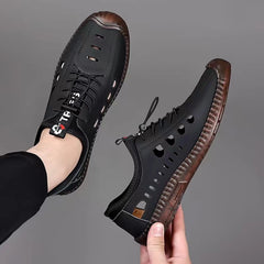 🔥Ograniczona ilość🔥✨【Rozmiary 39-44】Męskie buty codzienne z wydrążoną, oddychającą i antypoślizgową cholewką z prawdziwej skóry
