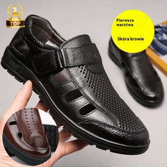 🔥【39-44】Męskie oddychające sandały letnie ze skóry naturalnej