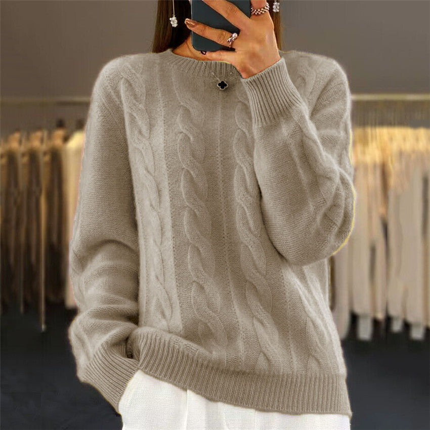 🔥✨【S-XL】2026 jesienno-zimowy nowy sweter z okrągłym dekoltem, jednokolorowy sweter w stylu retro, sweter z dzianiny