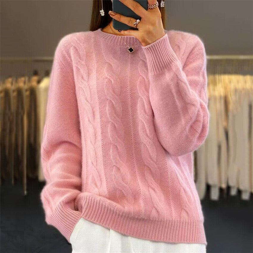 🔥✨【S-XL】2026 jesienno-zimowy nowy sweter z okrągłym dekoltem, jednokolorowy sweter w stylu retro, sweter z dzianiny