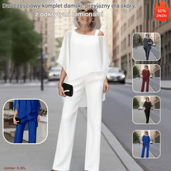⏳Oferta ograniczona czasowo⏰【50-120 kg】👚👖Dwuczęściowy komplet damski, przyjazny dla skóry komplet z odkrytymi ramionami✅【Top + spodnie】