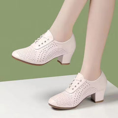 🔥【Rozmiary 35–40】🔥【Wysokość obcasa: 5 cm】👡 Damskie buty z prawdziwej skóry, oddychające i perforowane