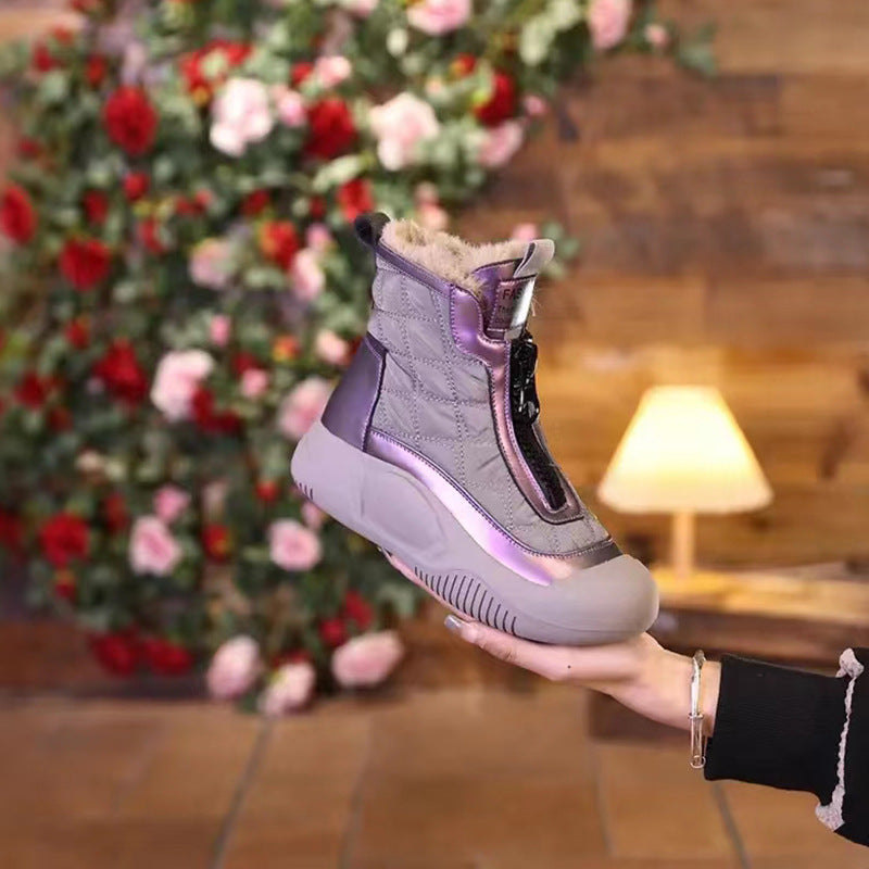 【35-40】Nowe zimowe buty sportowe z grubą, wyściełaną podeszwą