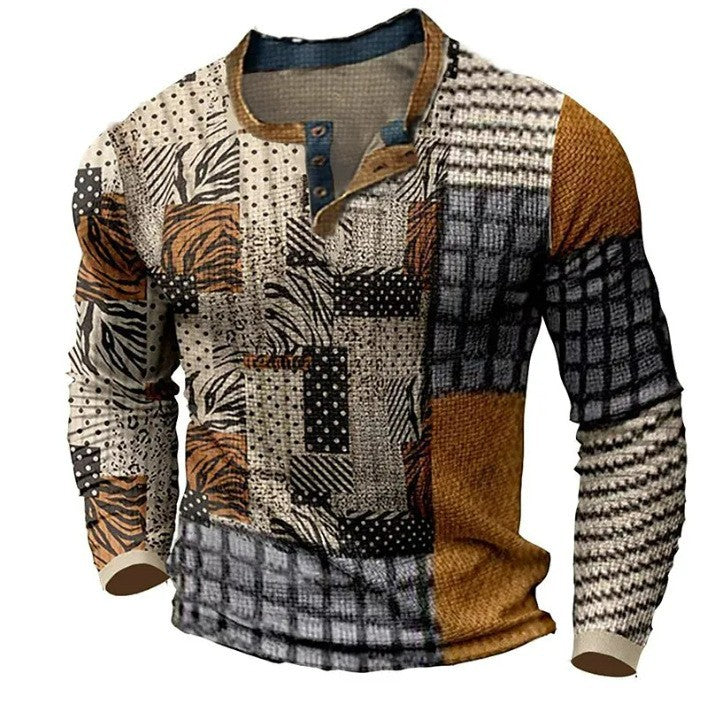 😍30% zniżki! 【S-4XL】Męska koszulka polo z długim rękawem i nadrukiem Koszulka polo z długim rękawem