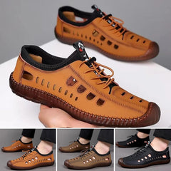 🔥Ograniczona ilość🔥✨【Rozmiary 39-44】Męskie buty codzienne z wydrążoną, oddychającą i antypoślizgową cholewką z prawdziwej skóry