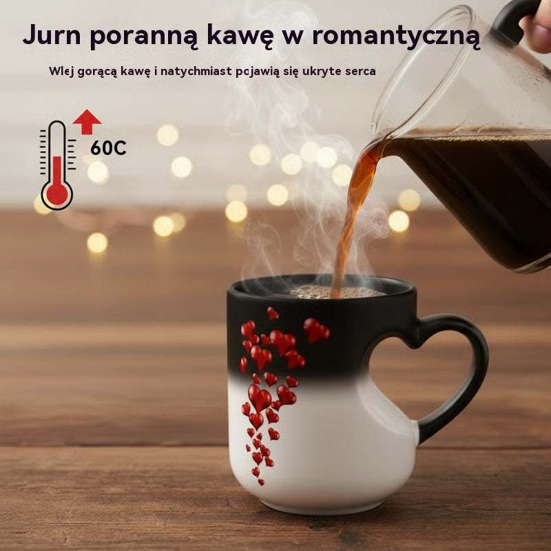 📢📢50% zniżki!!! ⏰ Ceramiczny kubek na Walentynki z uchwytem w kształcie serca, który zmienia kolor💝✨