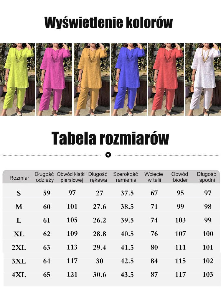 【40-100kg】Letnia nowa moda jednokolorowy temperament dojeżdżający do pracy w stylu etnicznym z długimi rękawami dwuczęściowy garnitur