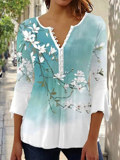 💥💥【S-5XL】2026 gorąca sprzedaż nowe panie moda drukowany długi rękaw topy