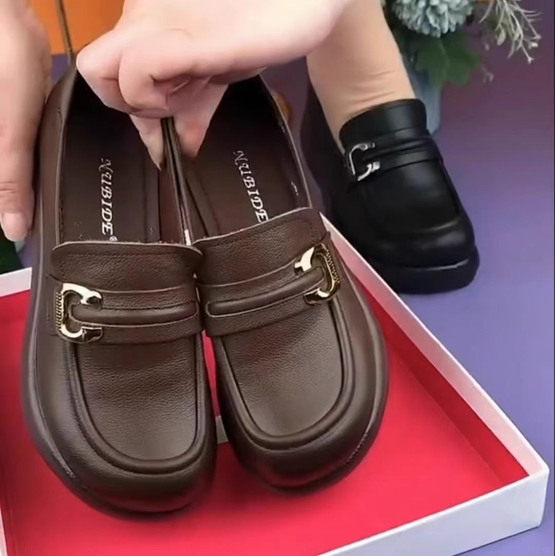 🏆😍30% zniżki!【35-41】Buty skórzane na platformie, z okrągłym noskiem, w stylu retro, wygodne i miękkie, mały rozmiar, zalecamy zakup o jeden rozmiar większego.