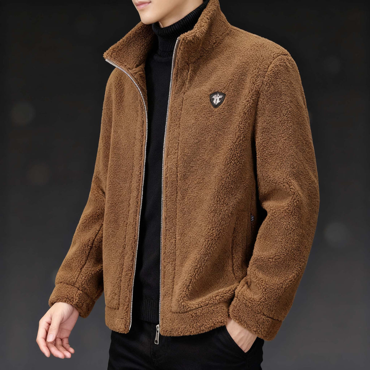 🔥🔥😍30% zniżki!🔥【M-4XL】🐏Nowa zimowa kurtka z jagnięcej skóry męska Gruby, ciepły, swobodny płaszcz męski