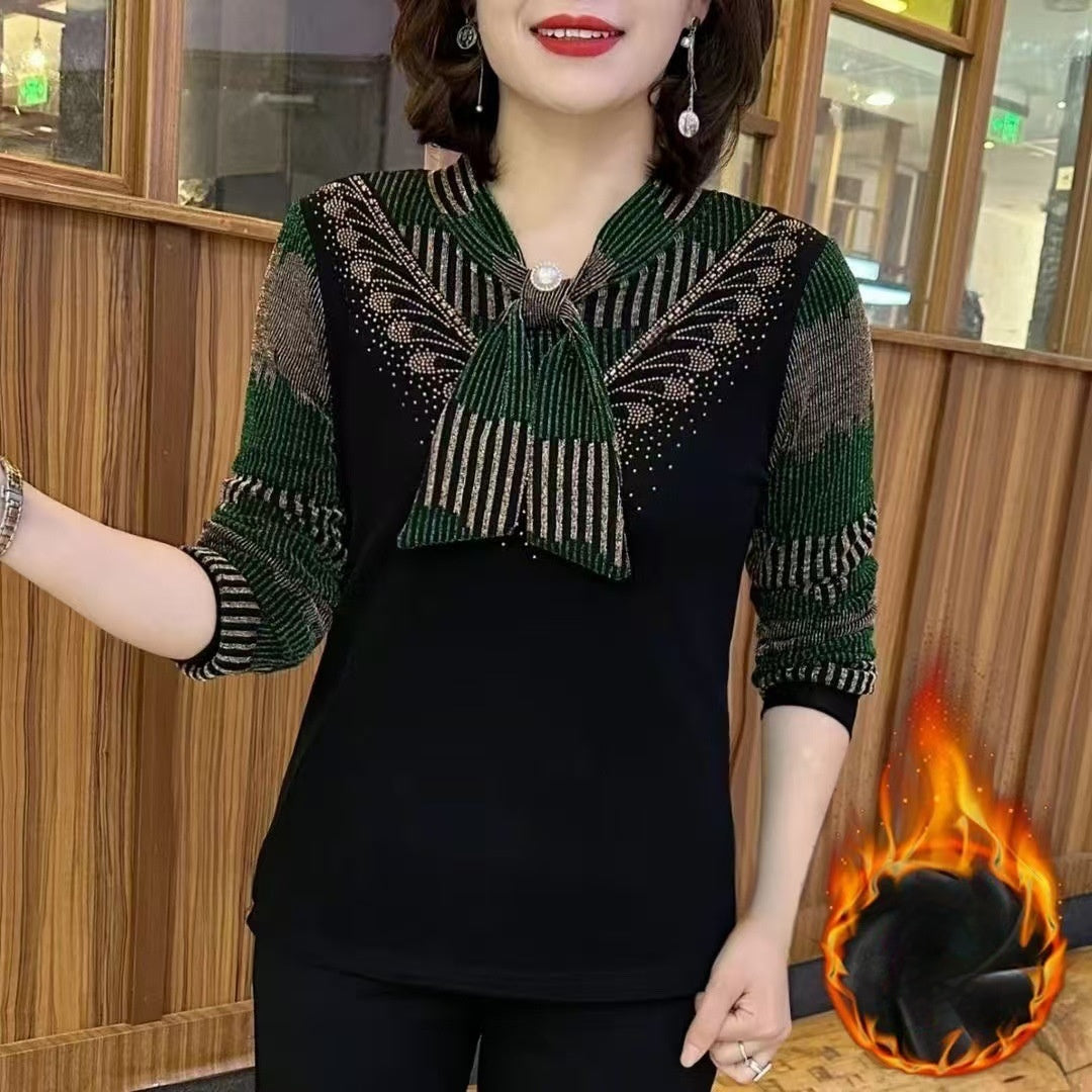 🎀🧶【XL-7XL】🍁Nowość na rok 2026: Ciepły sweter z kokardą przy dekolcie.