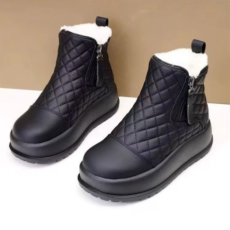 【36-40】2026nowe ciepłe, miękkie skórzane, wodoodporne, jesienno-zimowe buty śnieżne