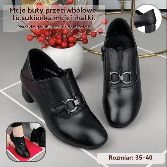 👠✨Eleganckie i wygodne – damskie skórzane buty (rozmiary 35–40), stylowy, gruby obcas👠✨