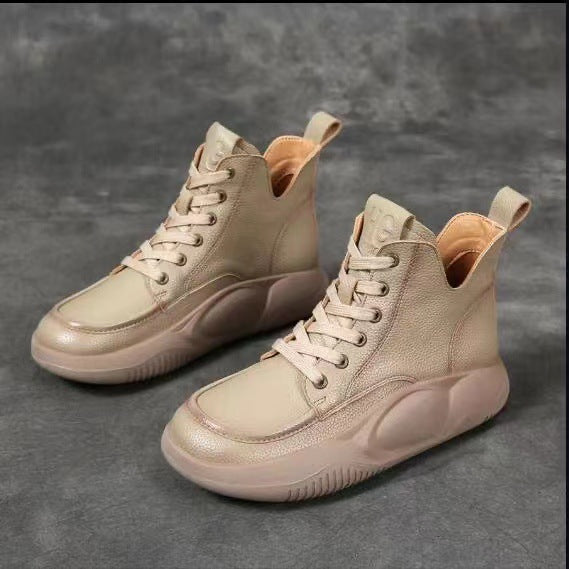 【😍30% zniżki!】Nowe skórzane buty sportowe na co dzień, buty Martin z grubą podeszwą, wygodne i nie powodujące zmęczenia stóp.