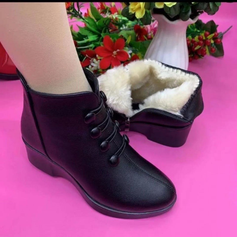 👢🥰【35-40】2026 Jesienne i zimowe popularne buty z miękkiej skóry ze skośnym obcasem dla kobiet