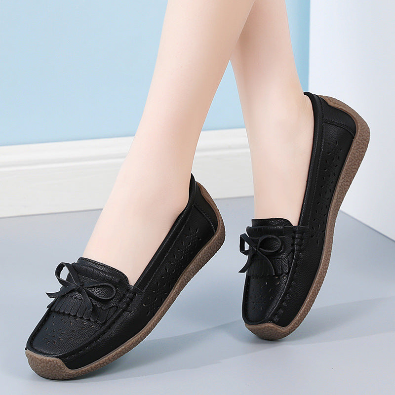 👡Nowy model 2026🌼【rozmiary 35–44】Letnie damskie buty skórzane z ażurowym wzorem i frędzlami, przewiewne i wygodne