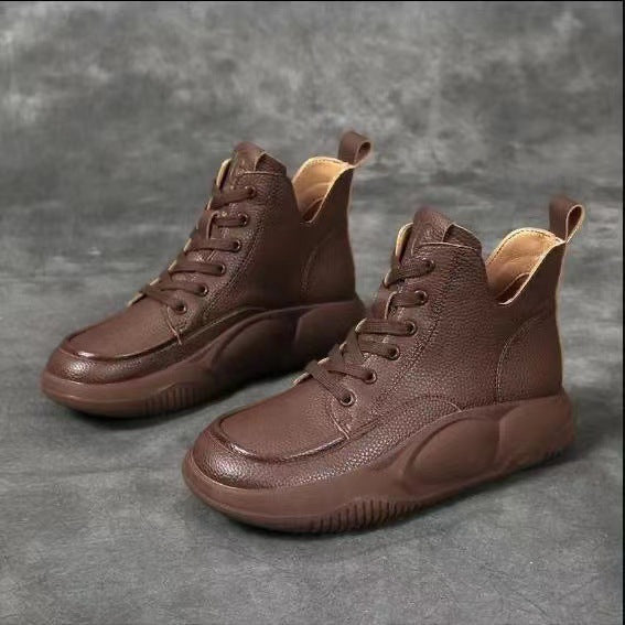 【😍30% zniżki!】Nowe skórzane buty sportowe na co dzień, buty Martin z grubą podeszwą, wygodne i nie powodujące zmęczenia stóp.