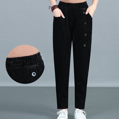 💕【XL-5XL】Aksamitne spodnie damskie zapinane na guziki