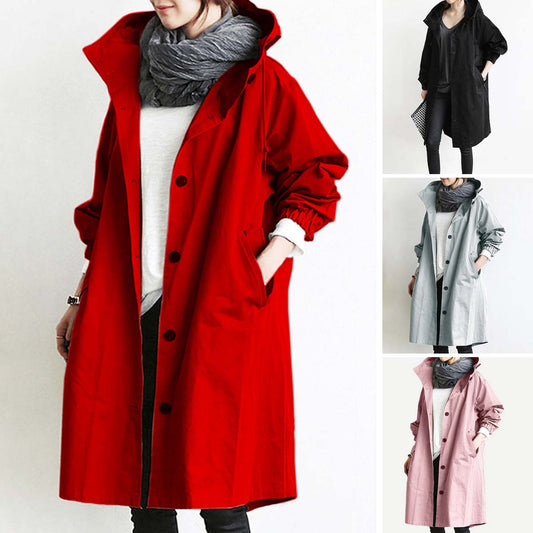 🥼【S-5XL】Nowa jesienna, długa, plus-size, swobodna wiatrówka damska, codzienna moda