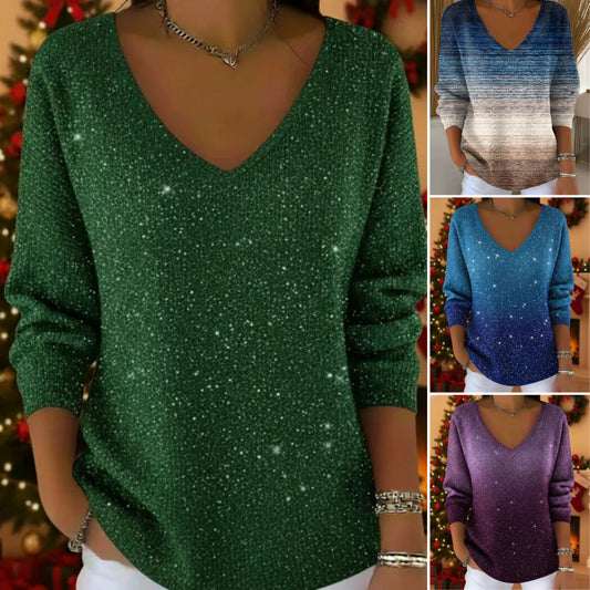 👚👚【S-5XL】Nowy damski sweter z długimi rękawami i dekoltem w serek