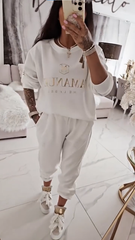 【S-5XL】2026 Nowy damski garnitur casualowy, góra z nadrukiem, w połączeniu ze spodniami z szerokimi nogawkami