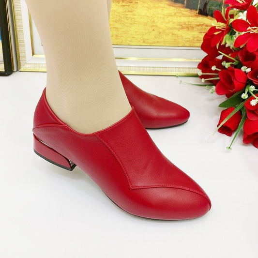 【35-40】 Modne damskie buty na niskim obcasie z miękkiej skóry