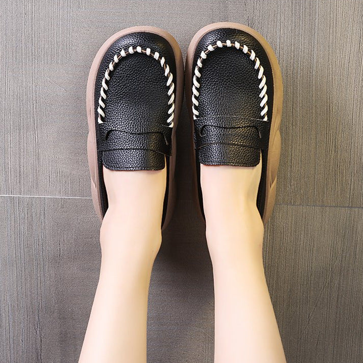 🥿🌸【35-40】Nowe buty na platformie 2026 z miękką skórzaną i gumową podeszwą zapewniającą wygodę chodzenia.