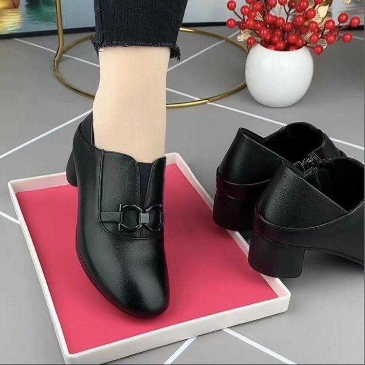 👠✨Eleganckie i wygodne – damskie skórzane buty (rozmiary 35–40), stylowy, gruby obcas👠✨