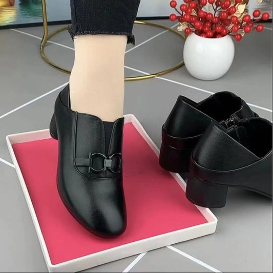 👠✨Eleganckie i wygodne – damskie skórzane buty (rozmiary 35–40), stylowy, gruby obcas👠✨