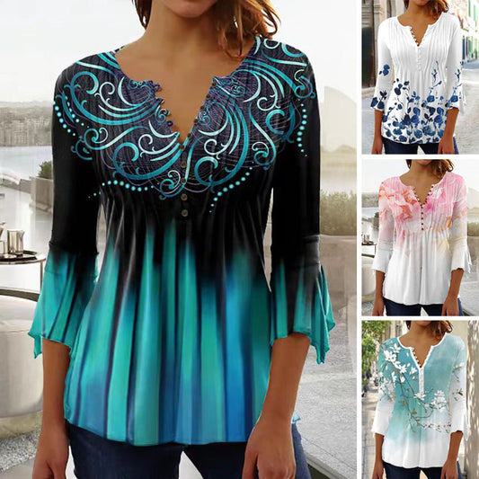 💥💥【S-5XL】2026 gorąca sprzedaż nowe panie moda drukowany długi rękaw topy