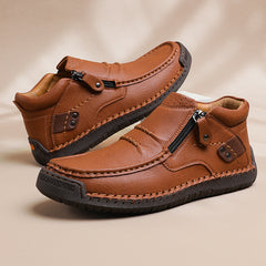 ✨🥾 【Wysokiej jakości buty męskie】Męskie robocze buty rowerowe, skóra premium, ręcznie robione, z podparciem stopy-4203813