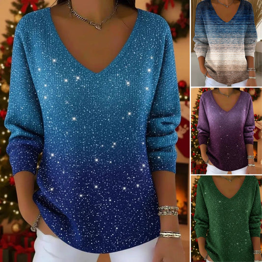 👚👚【S-5XL】Nowy damski sweter z długimi rękawami i dekoltem w serek