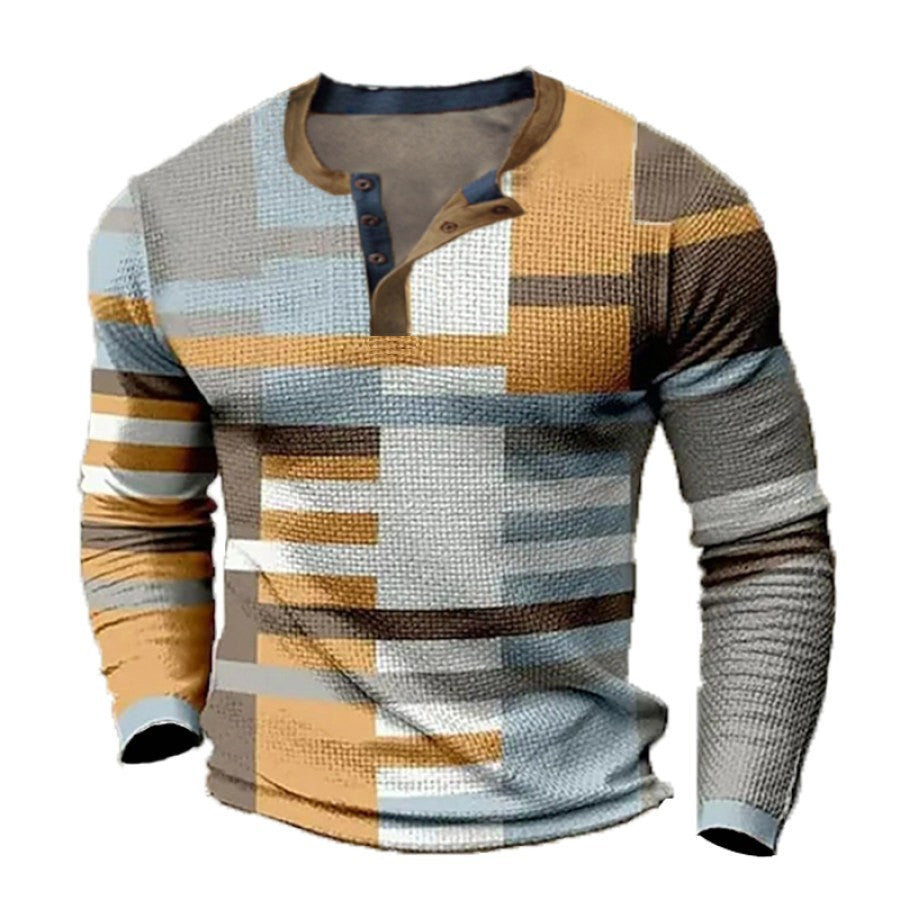 😍30% zniżki! 【S-4XL】Męska koszulka polo z długim rękawem i nadrukiem Koszulka polo z długim rękawem