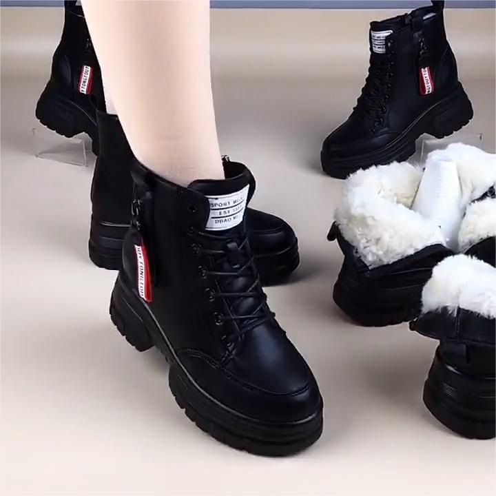 Buty zimowe damskie😍30% zniżki!【35-40】Nowe zimowe buty wykonane są z grubej, miękkiej skóry, mają grubą podeszwę i dużą zawartość bawełny,Wygodne i modne na co dzień