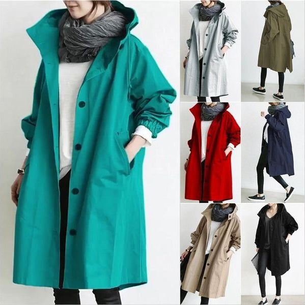 🥼【S-5XL】Nowa jesienna, długa, plus-size, swobodna wiatrówka damska, codzienna moda