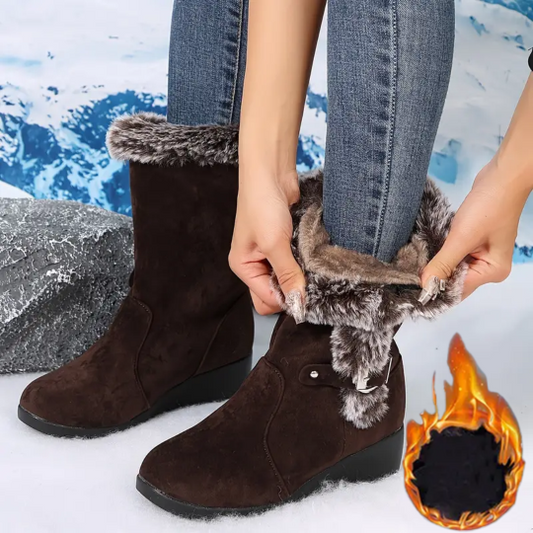 【35-42】Damskie buty śnieżne na koturnie z wełnianą wyściółką，Antypoślizgowe i ciepłe, idealne na deszczową i śnieżną pogodę.